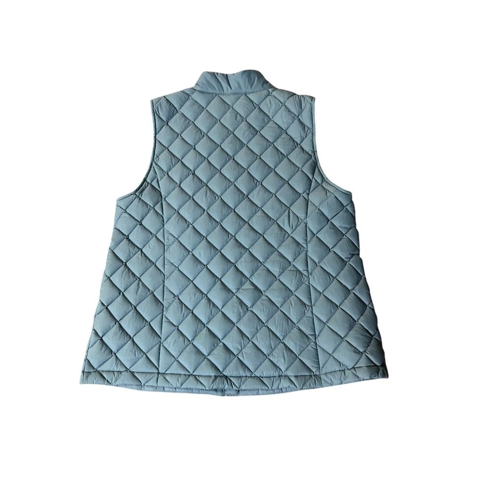 J Jill Down Puffer Vest Womens L Blue Quilted Zip Front Pockets Used - Picture 4 of 15